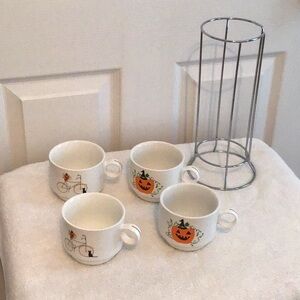 Sweet Living Collection * Halloween Themed White Mugs Set